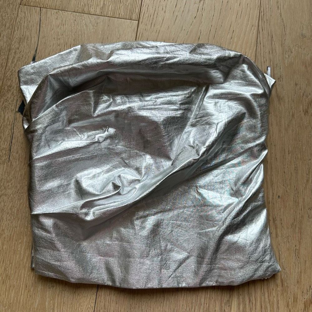 Lot of three NWT Zara Silver Tube Top Strapless Top Racerback Tank Size Small - Picture 2 of 12
